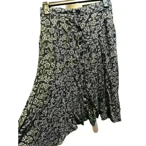 Together! Women's Missy 10 Front Button Up Maxi Skirt Blue with White Flowers - Picture 4 of 10